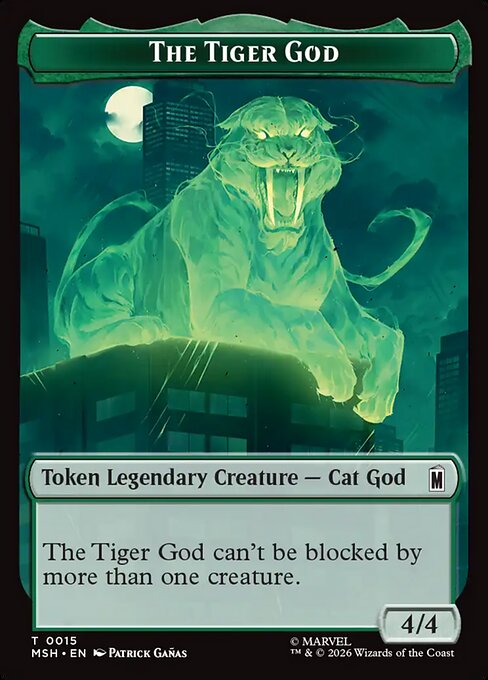 Sturdy Shield (0021) // The Tiger God (0015) Double-Sided Token (TMSH) - Foil