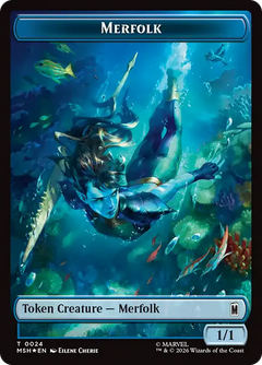 Merfolk (0024) // Wall (0019) Double-Sided Token (TMSH) - Surge Foil