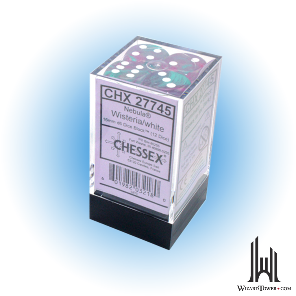 Dice Set - Nebula Wisteria / White Luminary 16mm d6 12ct