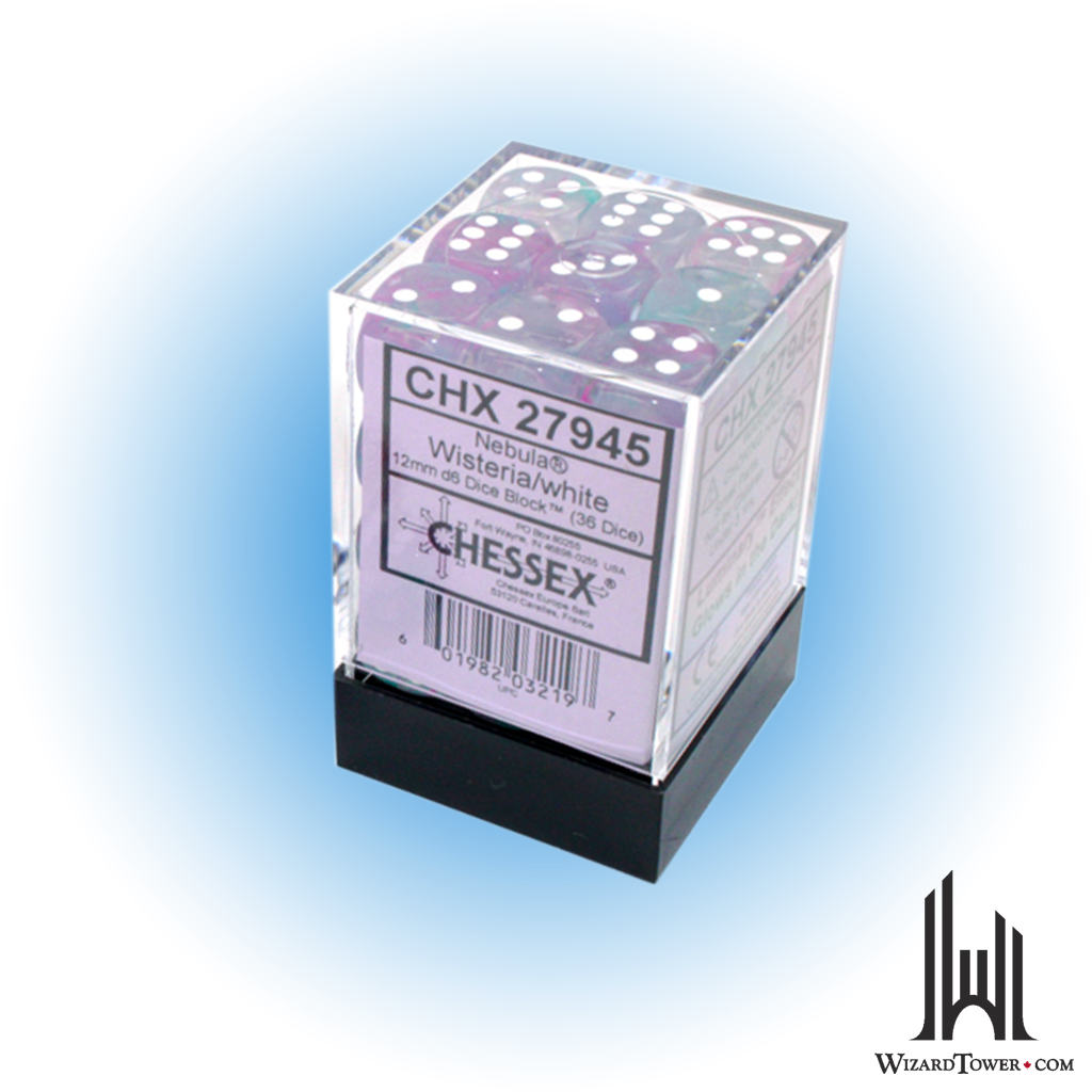 Dice Set - Nebula Wisteria / White Luminary 12mm d6 36ct