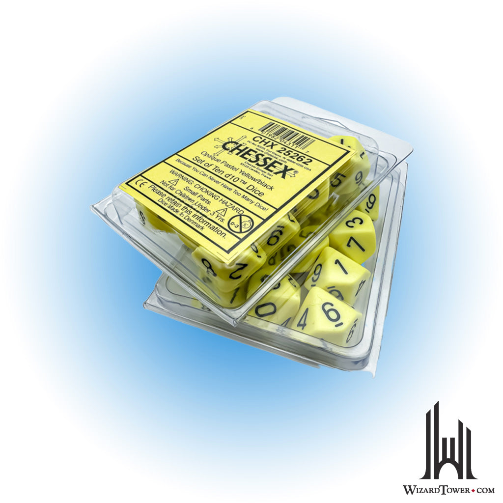 Dice Set - Opaque Pastel Yellow / Black d10 10ct