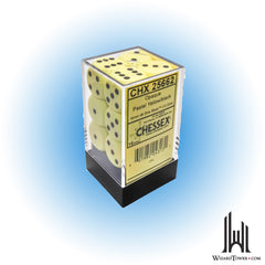 Dice Set - Opaque Pastel Yellow / Black 16mm d6 12ct